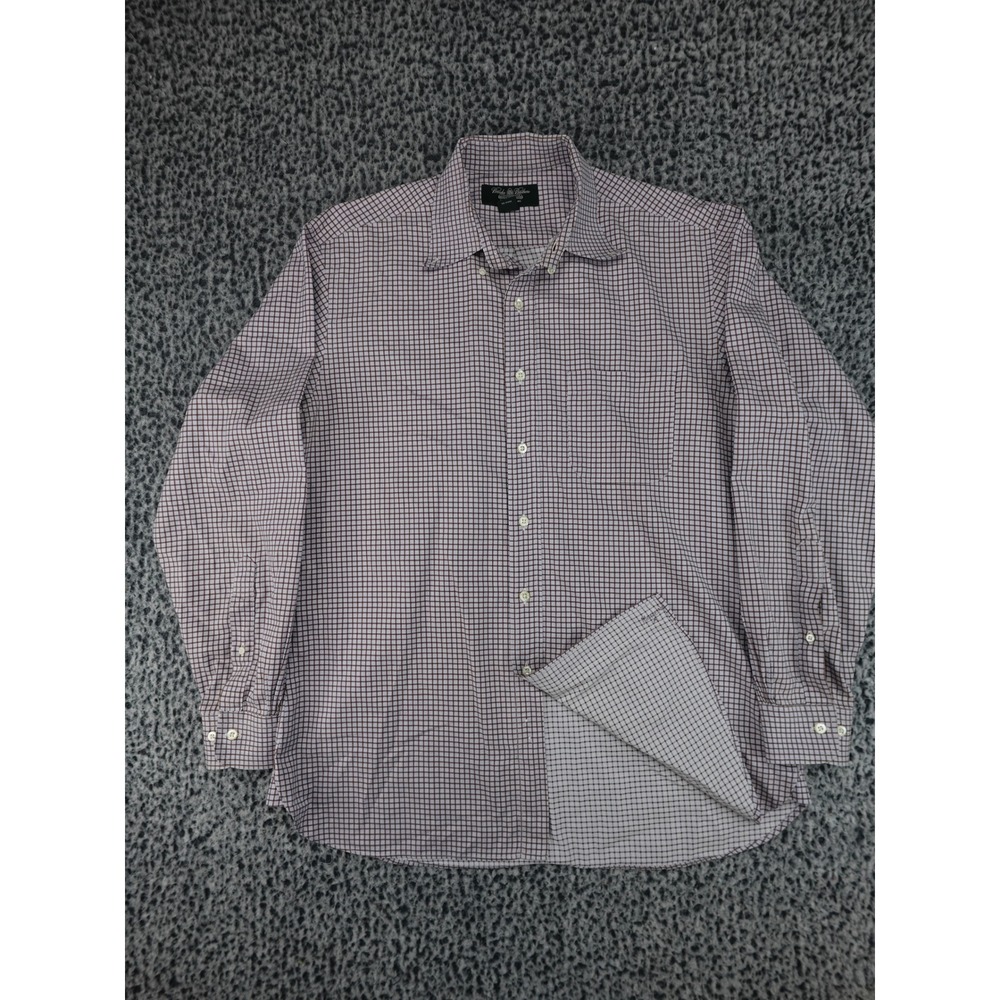 Brooks Brothers Button Down Shirt Mens L/R Brown‎ Check Excellent Slim Fit USA